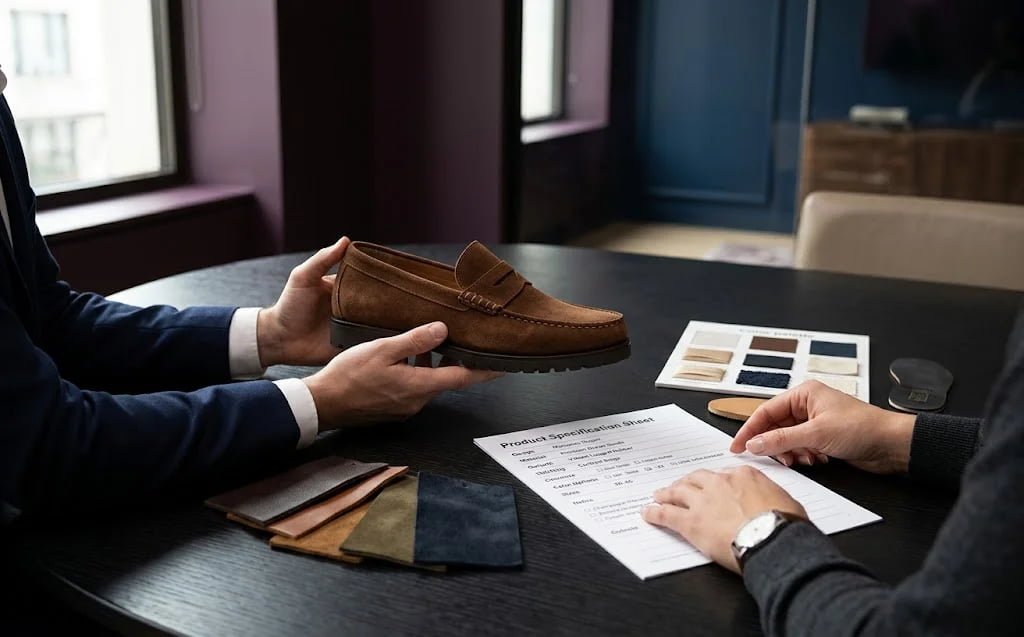 Reviewing moccasin samples