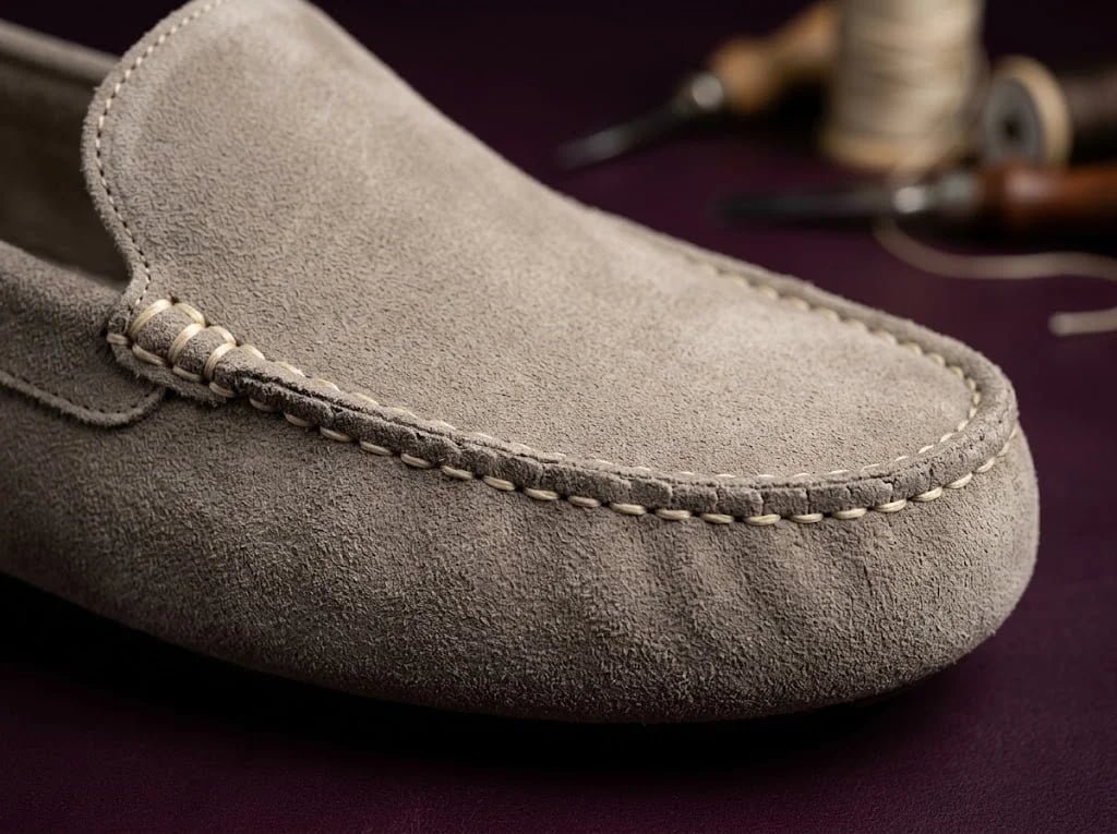 Moccasin apron stitching