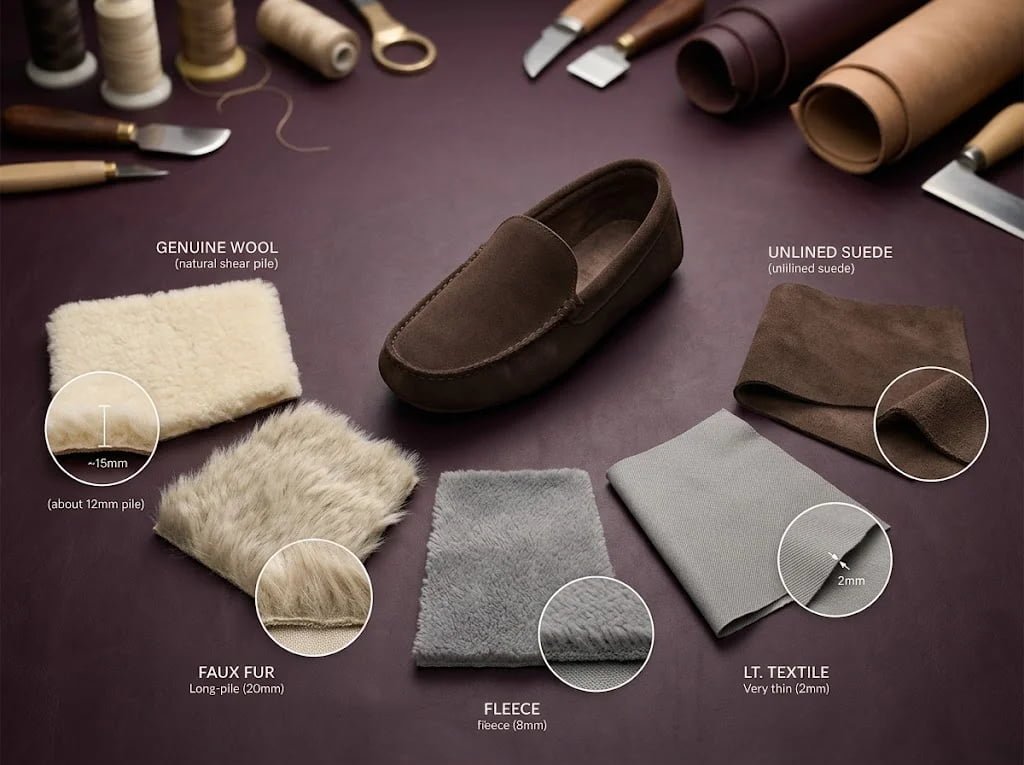 Moccasin lining comparison