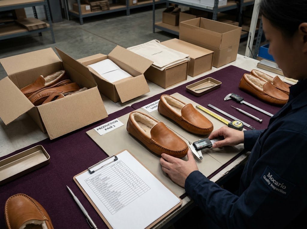 Moccasin production inspection