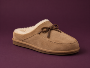 Warm Stone Shearling Suede Scuff